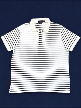 Polo Ralph Lauren Custom Slim Fit Men’s XL White Navy Striped Polo